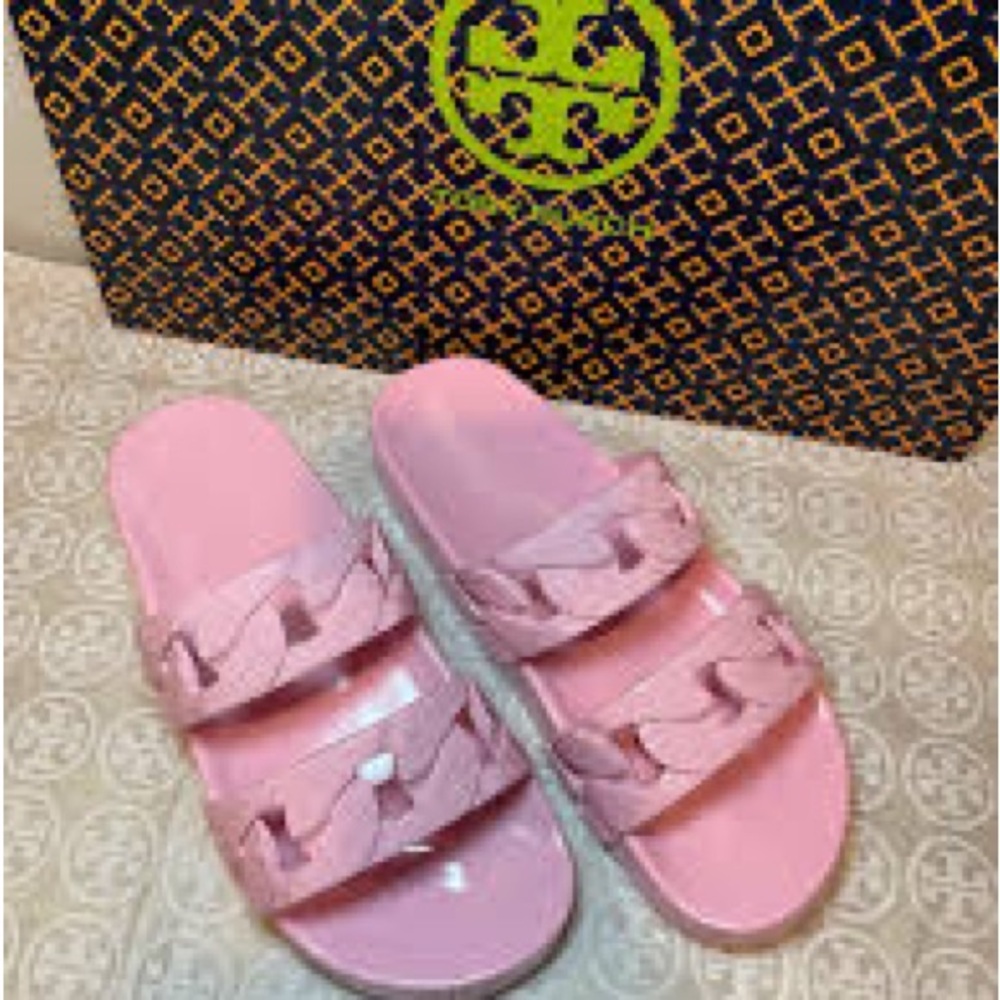 Tory Burch Pink Chain Slide Sandals